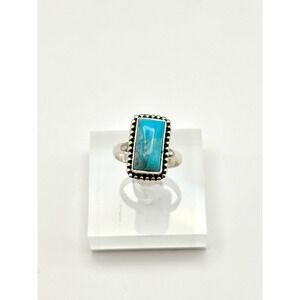 Turquoise‎ Bar Sterling Silver Handmade Ring Size 7.75